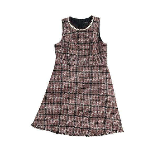 ELOQUII Sleeveless Tweed Fit and Flare Red Black White Plaid Short Dress Size 16 - Picture 15 of 15